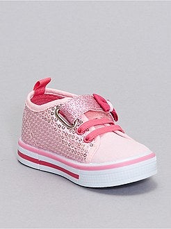 Ténis em tecido com lantejoulas - Kiabi