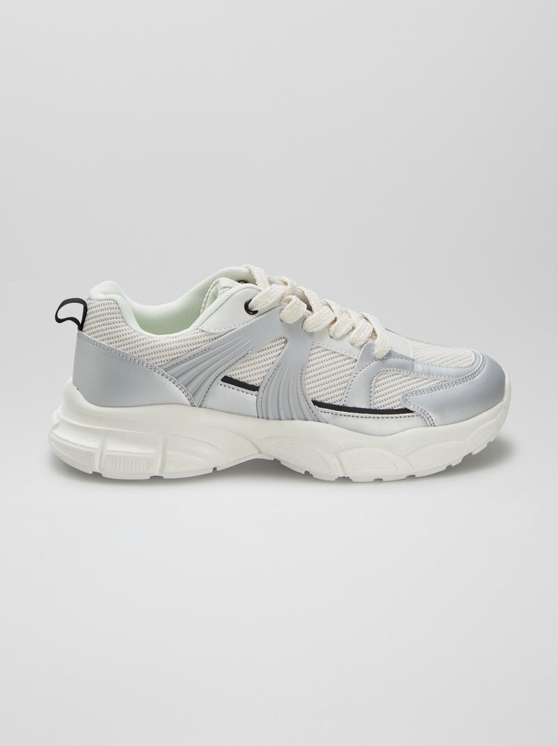 Ténis estilo corrida com sola chunky BRANCO - Kiabi