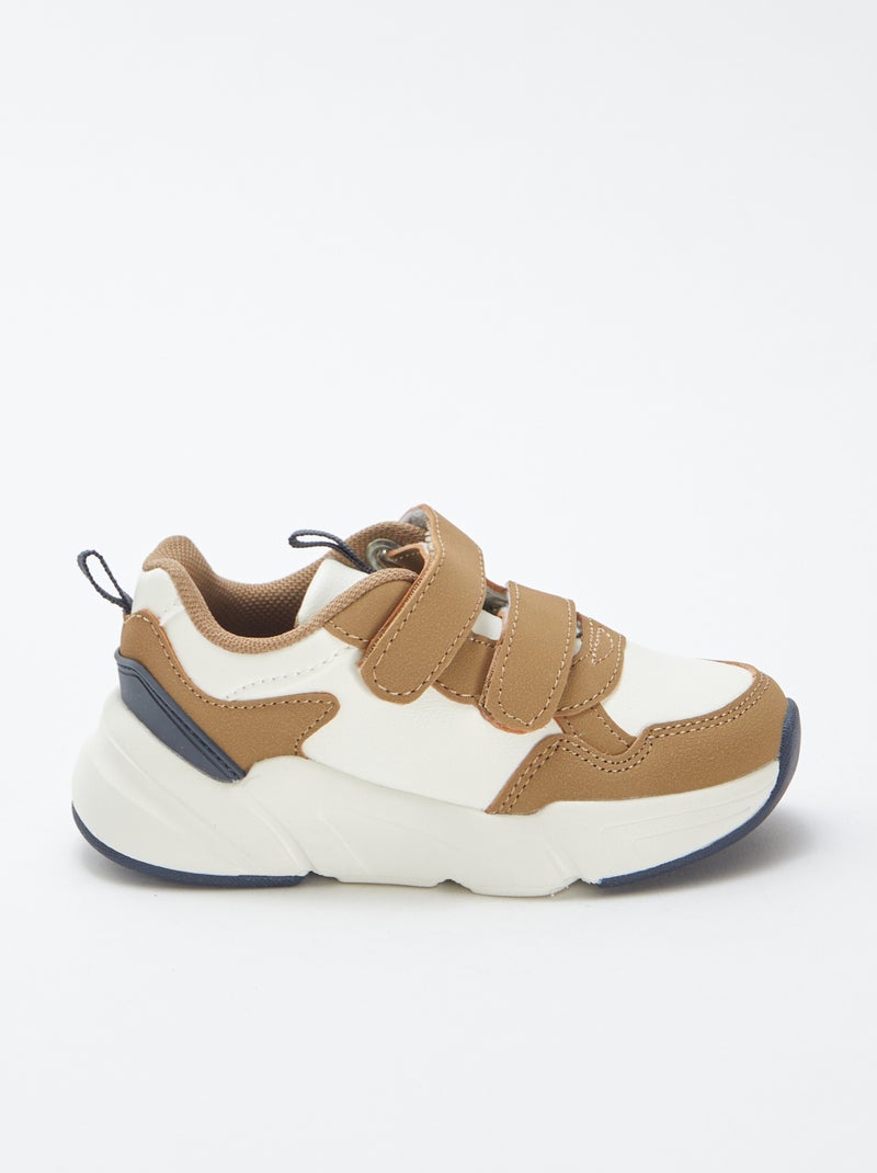 Ténis estilo corrida com velcros Branco - Kiabi