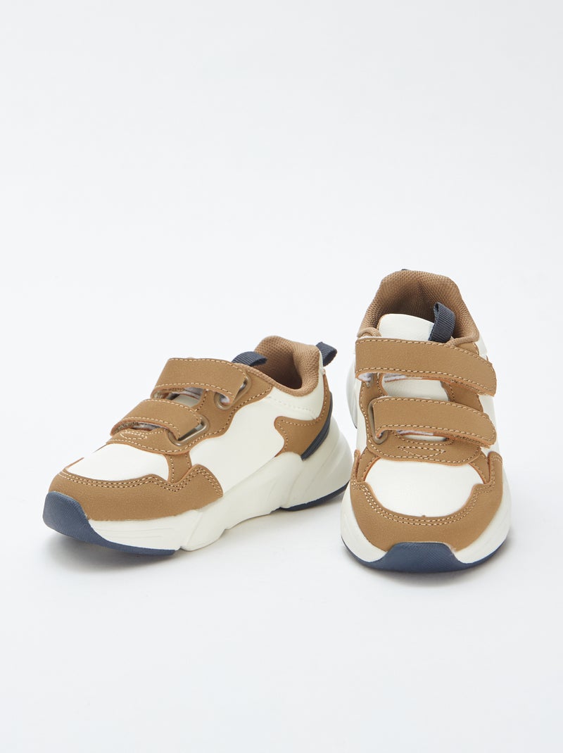 Ténis estilo corrida com velcros Branco - Kiabi