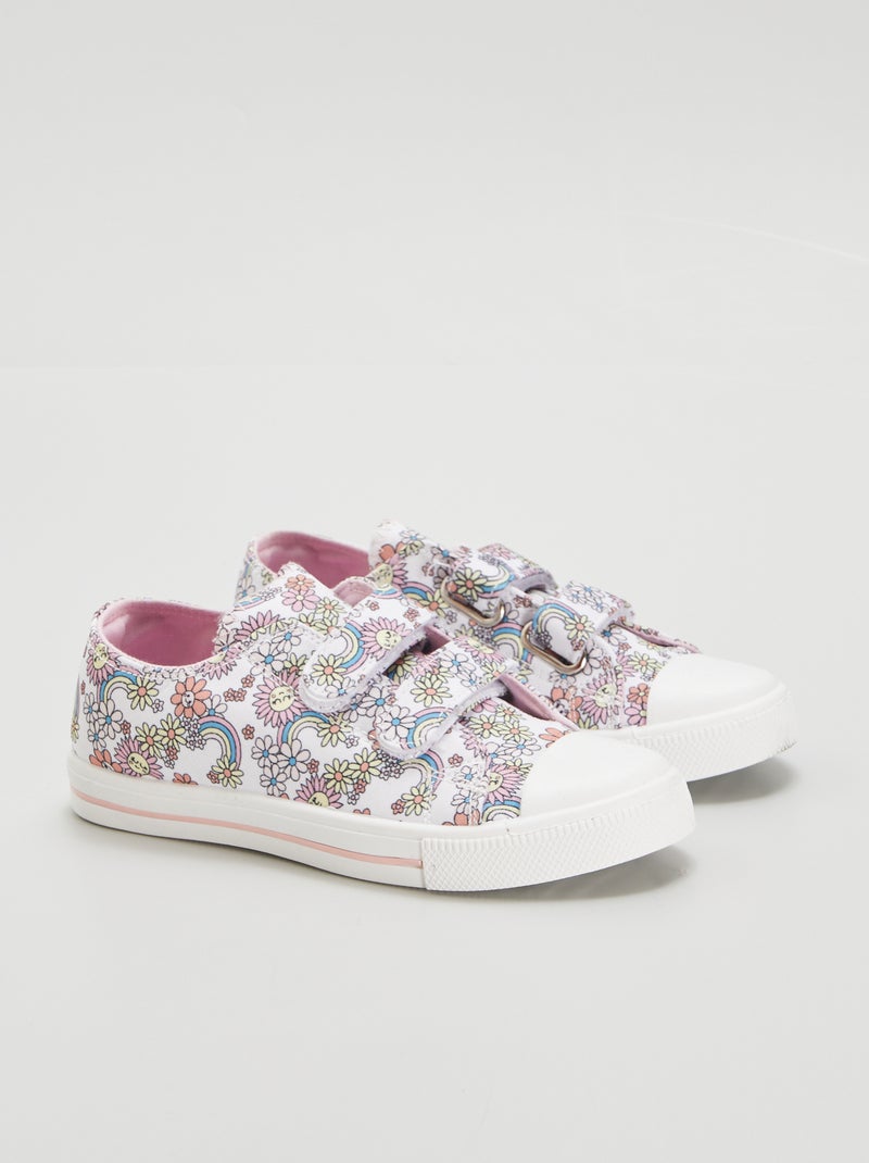 Ténis floridos com velcro BEGE - Kiabi