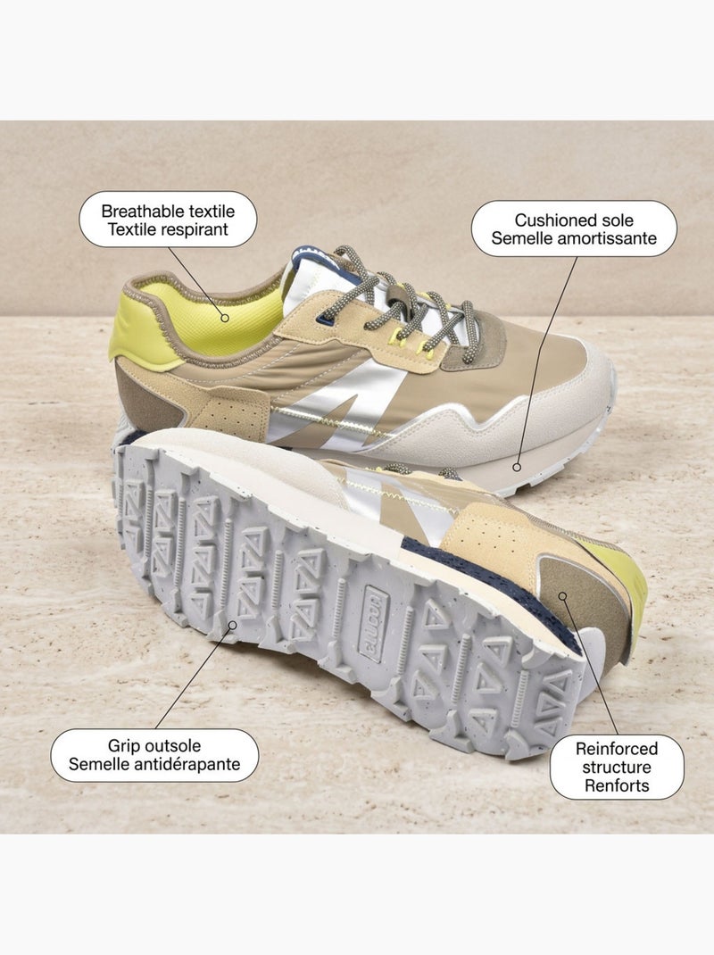 Tenis Homem Running Retro Confortável OZABI Bege - Kiabi