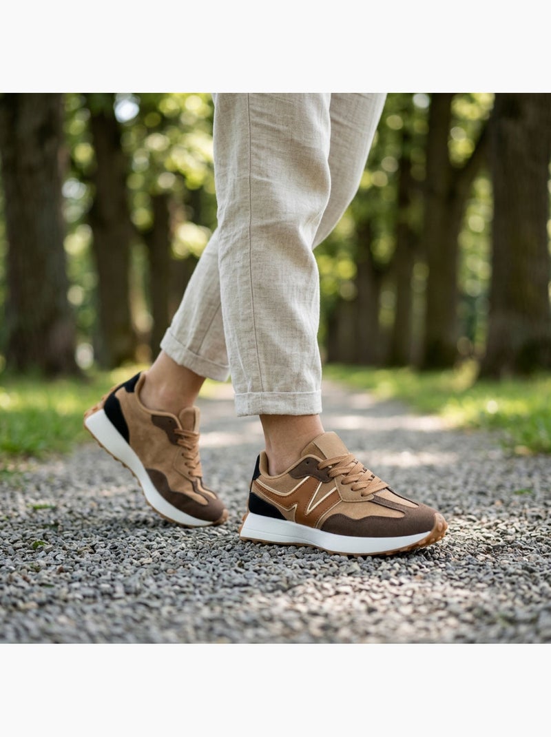 Tenis Mulher Runner Mesh Logo OZABI - 4 Cores Castanho - Kiabi