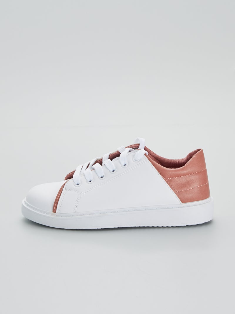Ténis rasos com estampado 'flores' Branco/ Rosa - Kiabi