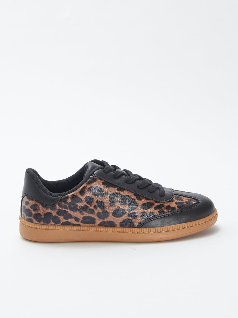 Ténis rasos com estampado leopardo Castanho - Kiabi