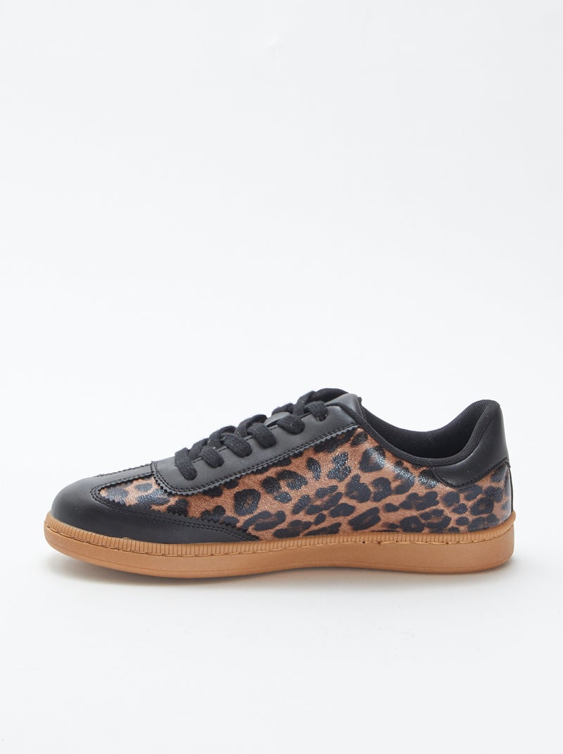 Ténis rasos com estampado leopardo Castanho - Kiabi