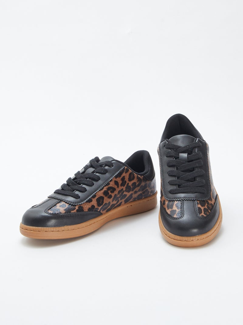 Ténis rasos com estampado leopardo Castanho - Kiabi