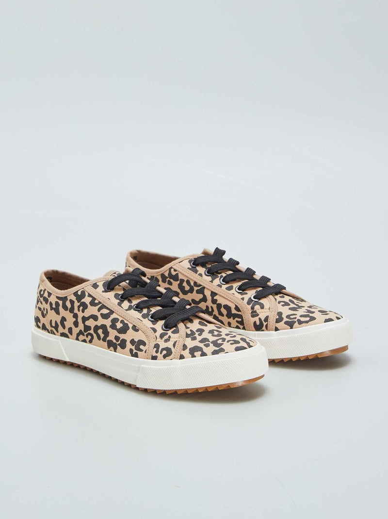 Ténis rasos com motivos leopardo PRETO - Kiabi