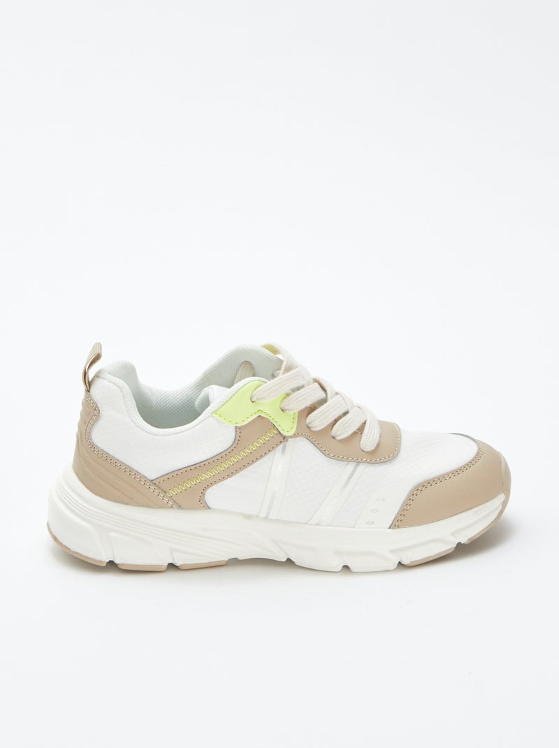 Ténis rasos com pormenores fluorescentes Bege - Kiabi