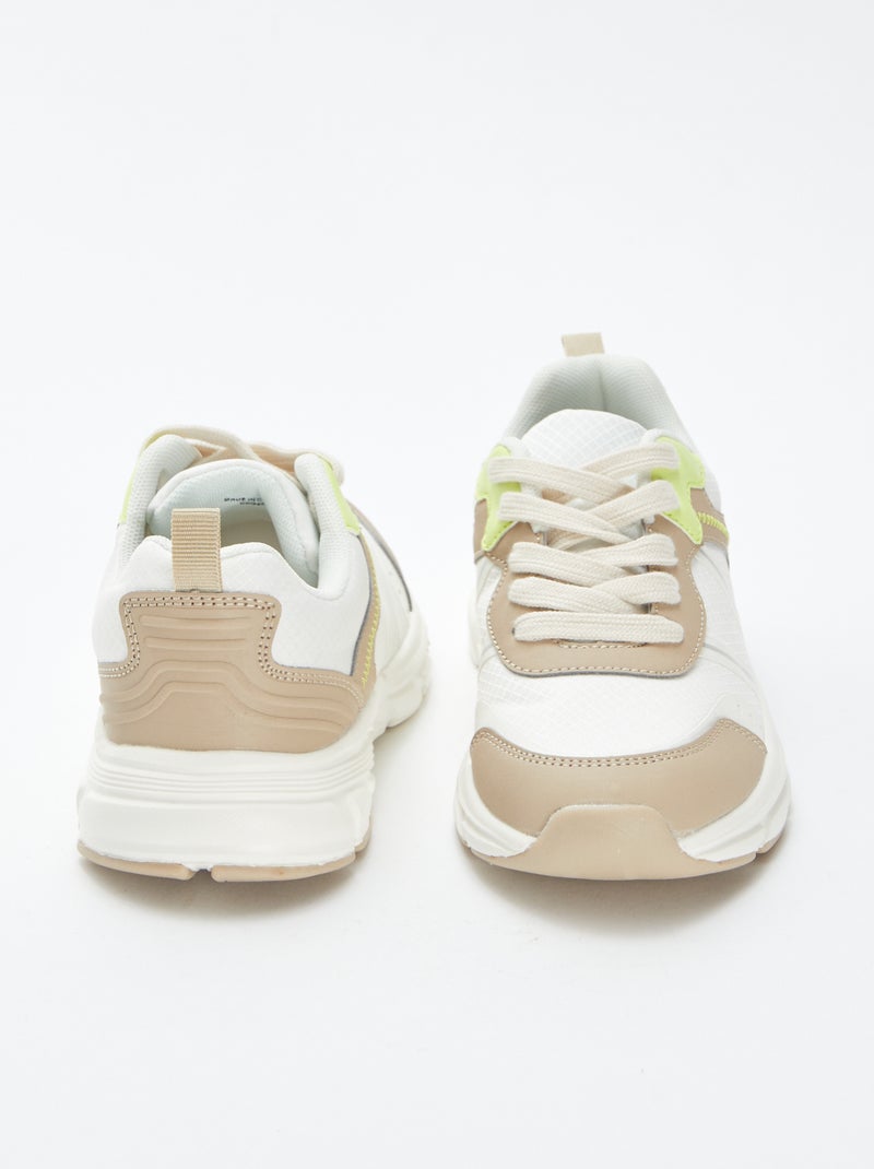 Ténis rasos com pormenores fluorescentes Bege - Kiabi