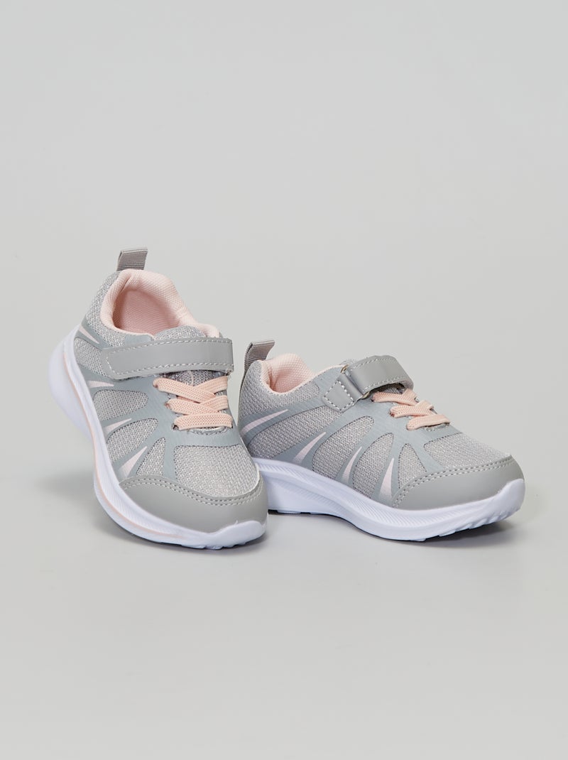 Ténis rasos com tira de velcro CINZA - Kiabi