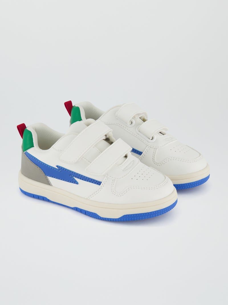 Ténis rasos com tiras de velcro Branco - Kiabi