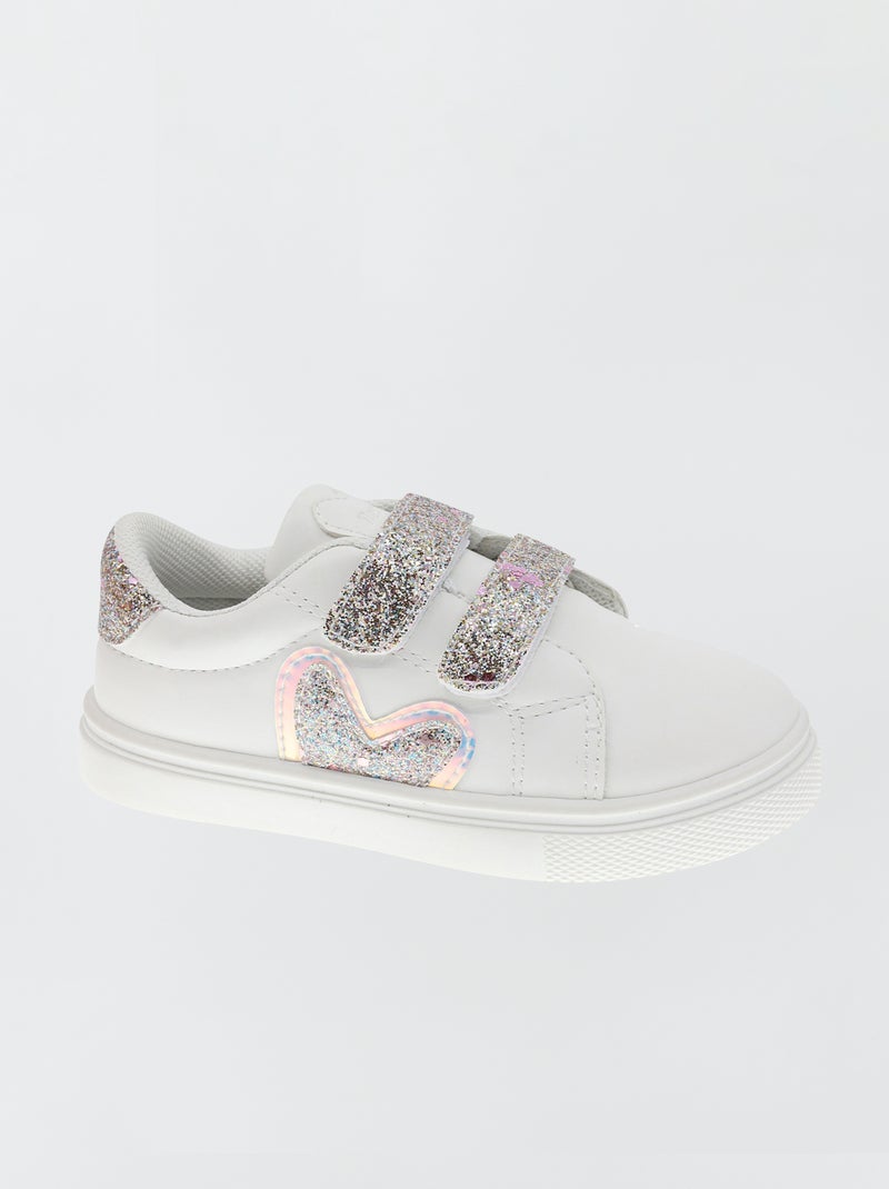 Ténis rasos com tiras de velcro Branco - Kiabi