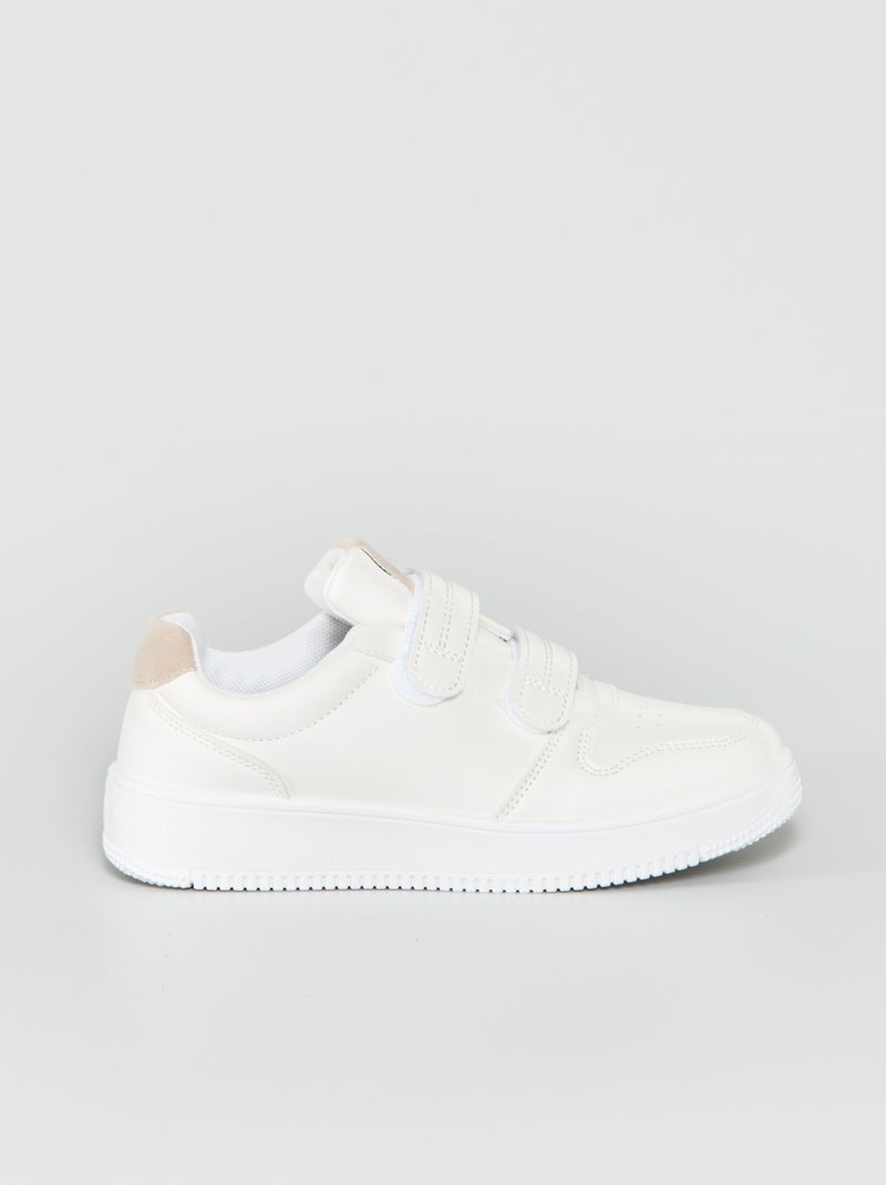 Ténis rasos com tiras de velcro BRANCO - Kiabi