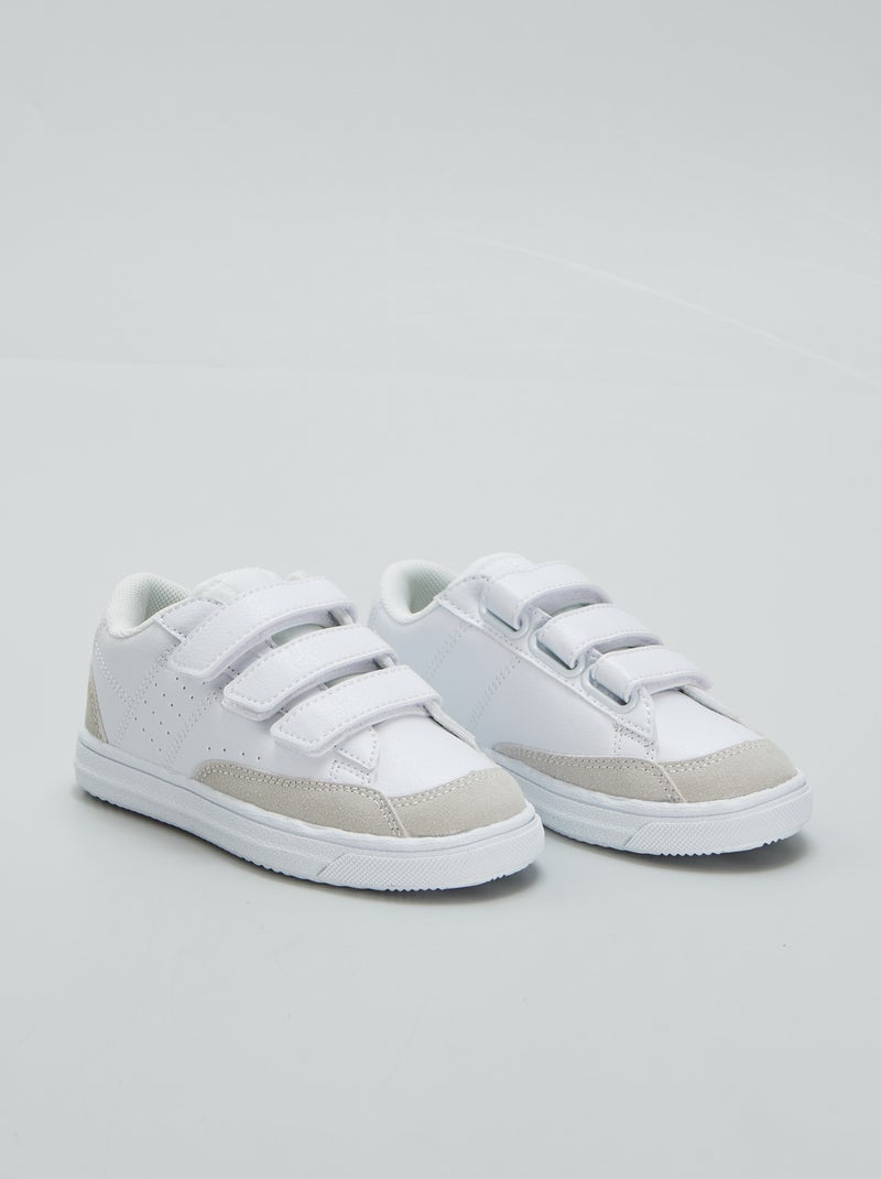 Ténis rasos com tiras de velcro BRANCO - Kiabi
