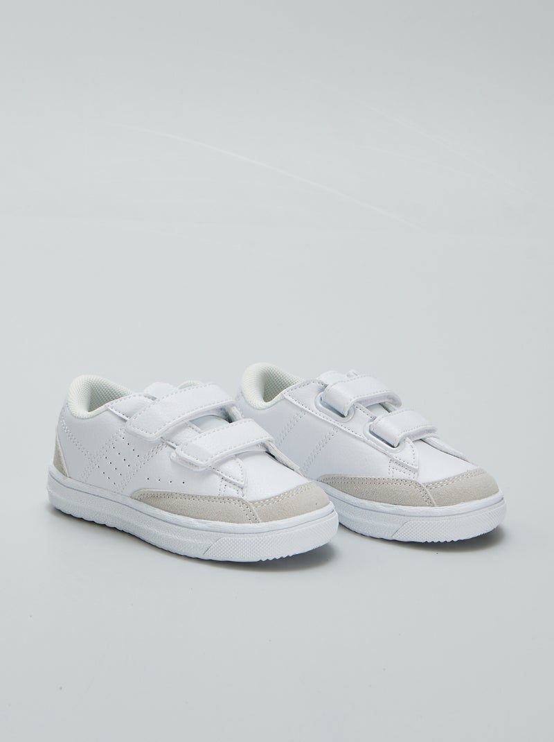 Ténis rasos com tiras de velcro BRANCO - Kiabi