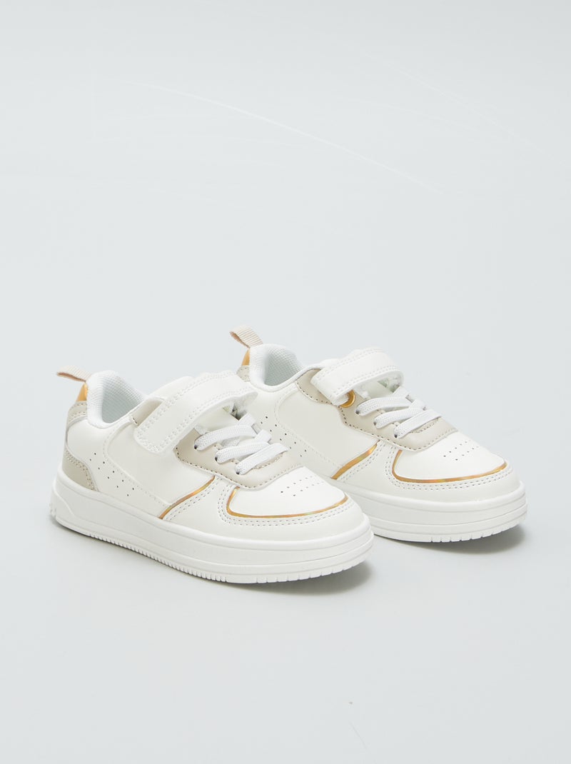 Ténis rasos com tiras de velcro BRANCO - Kiabi