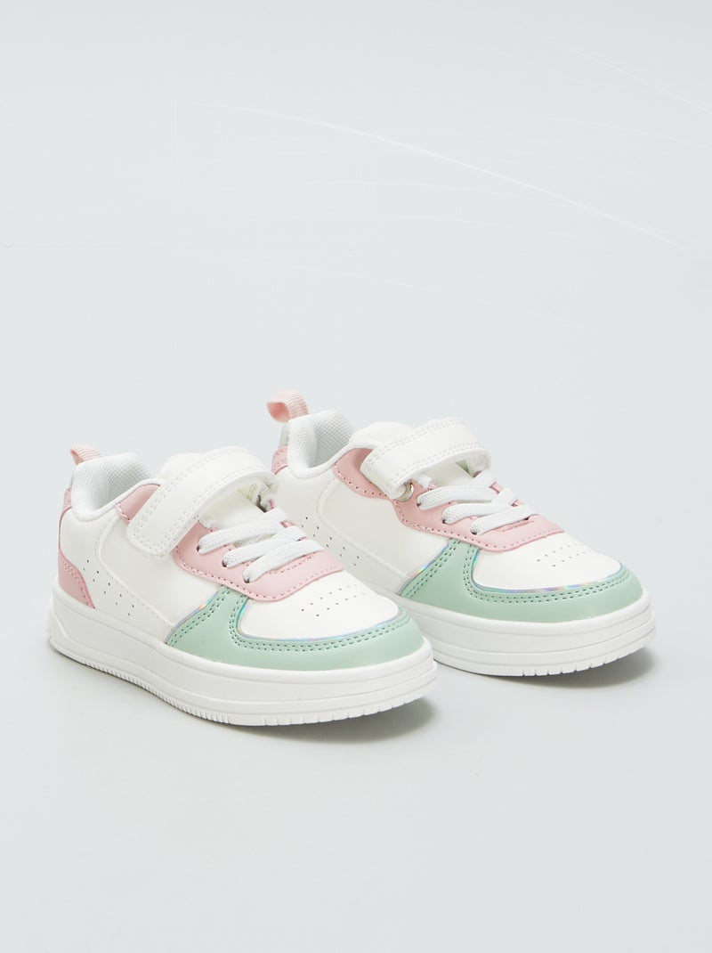 Ténis rasos com tiras de velcro BRANCO - Kiabi