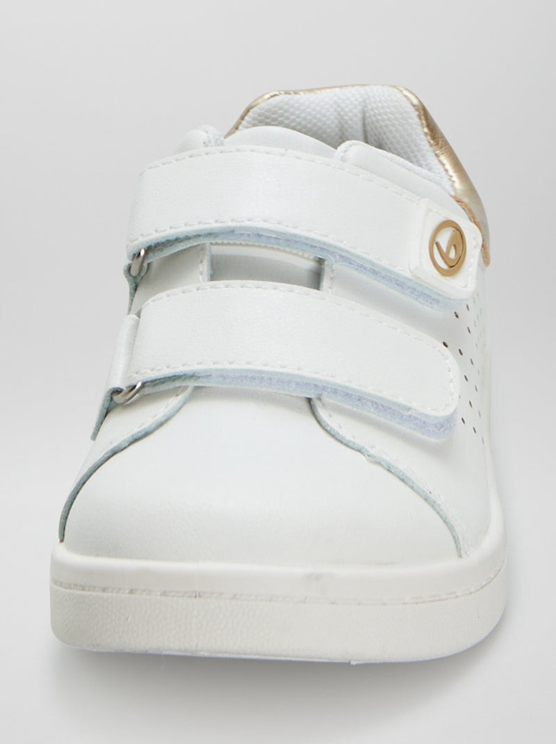 Ténis rasos com tiras de velcro BRANCO - Kiabi