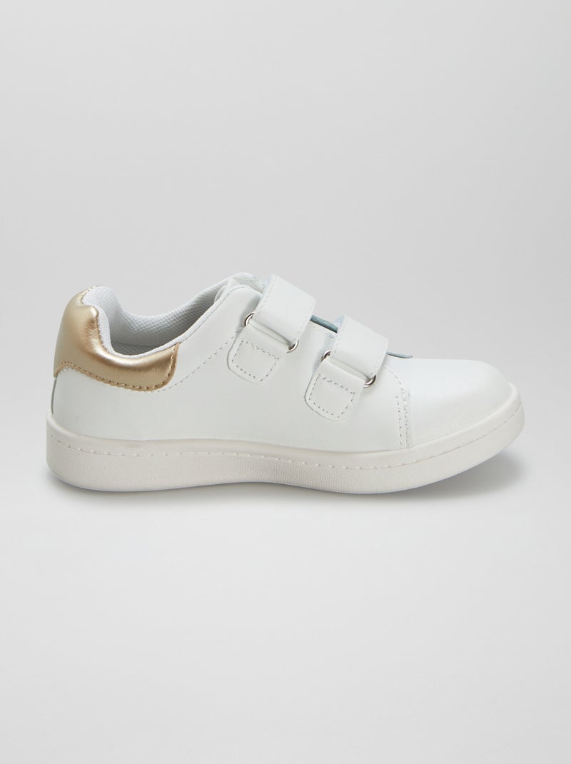 Ténis rasos com tiras de velcro BRANCO - Kiabi