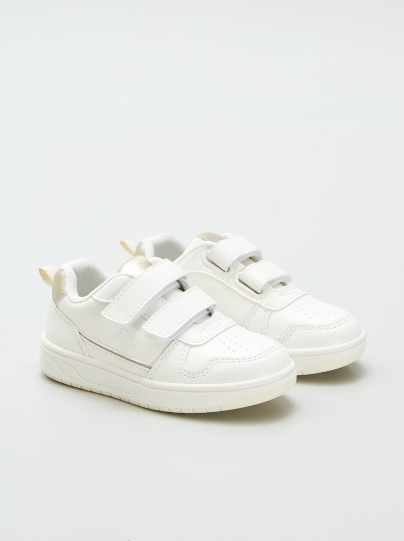 Ténis rasos com tiras de velcro Branco - Kiabi