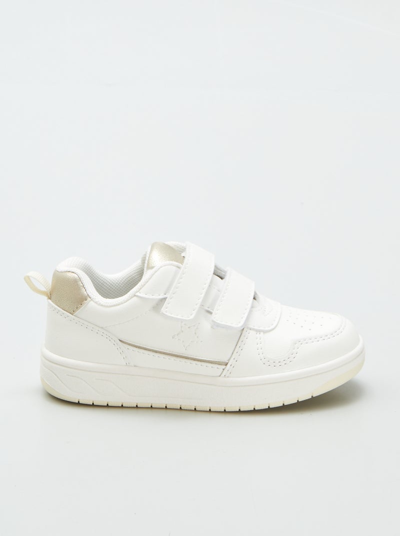 Ténis rasos com tiras de velcro Branco - Kiabi