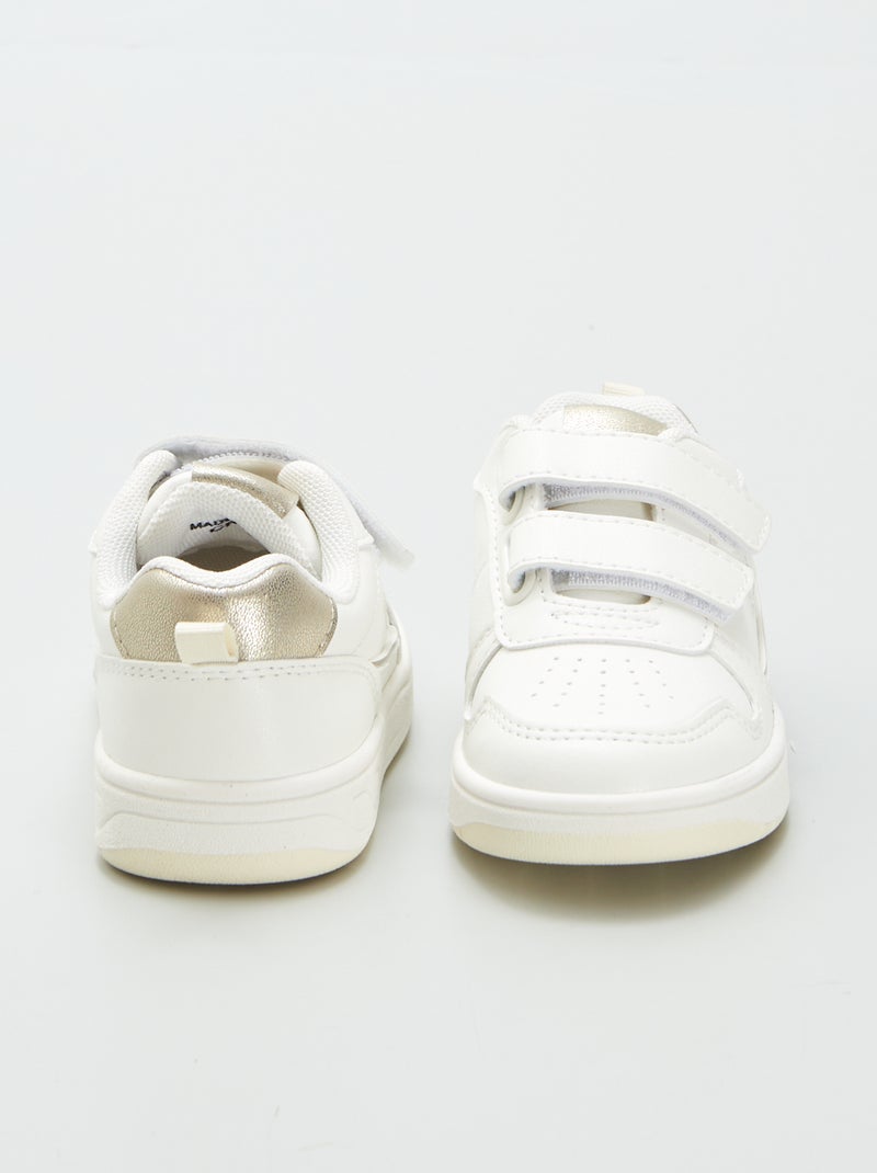 Ténis rasos com tiras de velcro Branco - Kiabi
