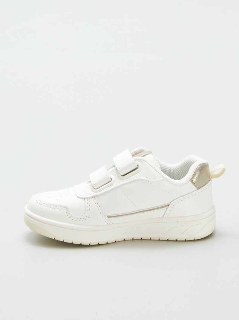 Ténis rasos com tiras de velcro Branco - Kiabi