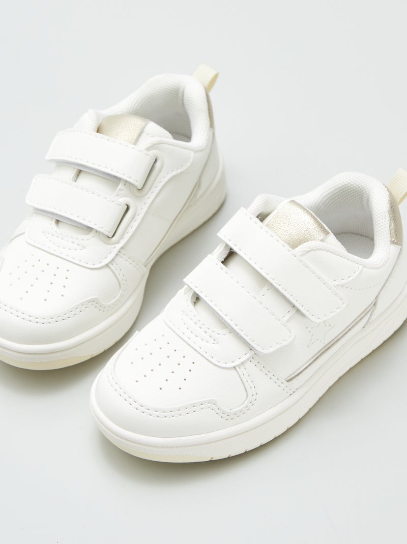 Ténis rasos com tiras de velcro Branco - Kiabi