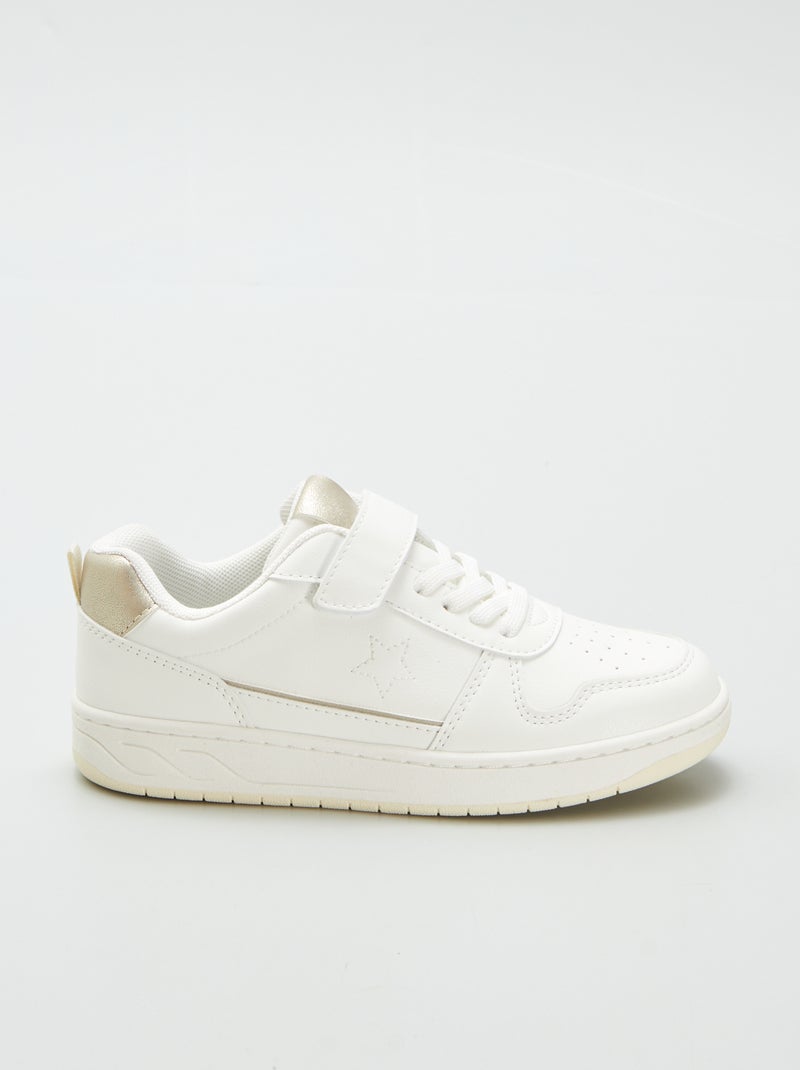 Ténis rasos com tiras de velcro e atacadores Branco - Kiabi