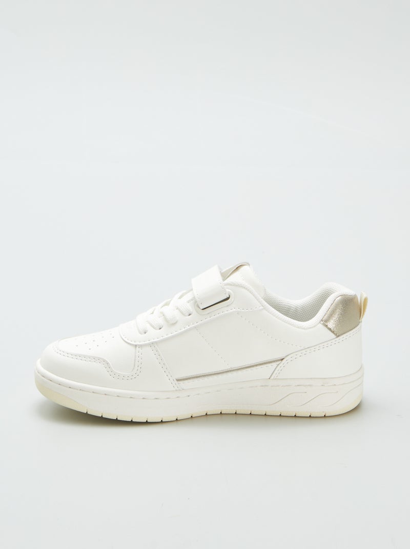 Ténis rasos com tiras de velcro e atacadores Branco - Kiabi