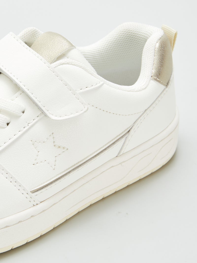 Ténis rasos com tiras de velcro e atacadores Branco - Kiabi
