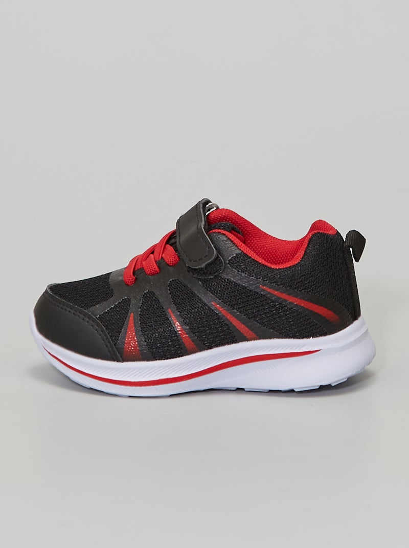 Ténis rasos com tiras de velcro Preto - Kiabi