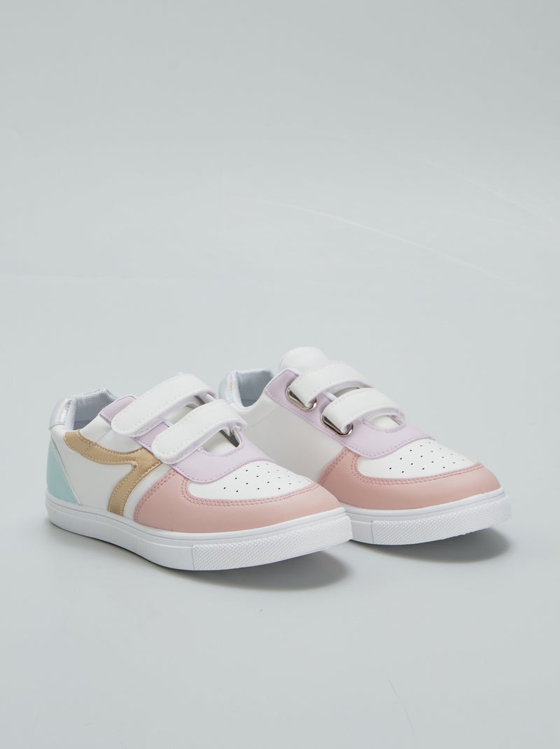 Ténis rasos com tiras de velcro ROSA - Kiabi