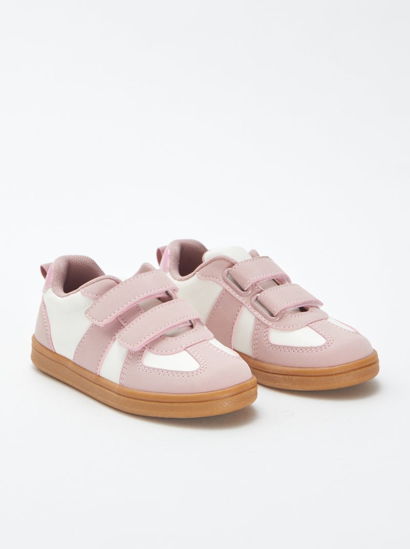Ténis rasos com tiras de velcro ROSA - Kiabi