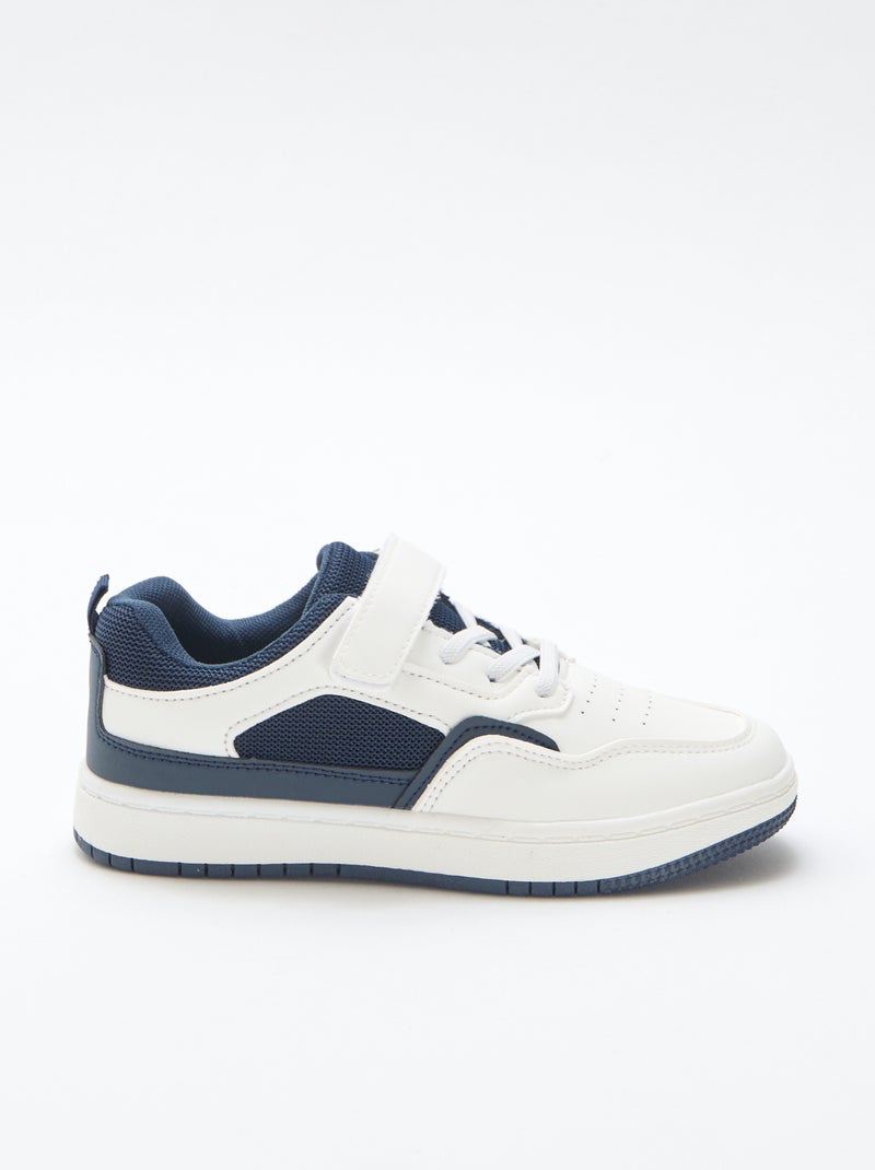 Ténis rasos com velcro contrastante bicolor Azul - Kiabi