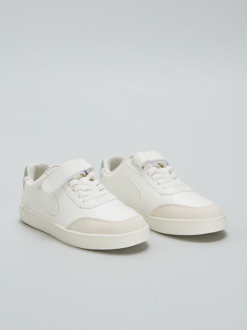 Ténis rasos com velcro e atacadores Branco - Kiabi