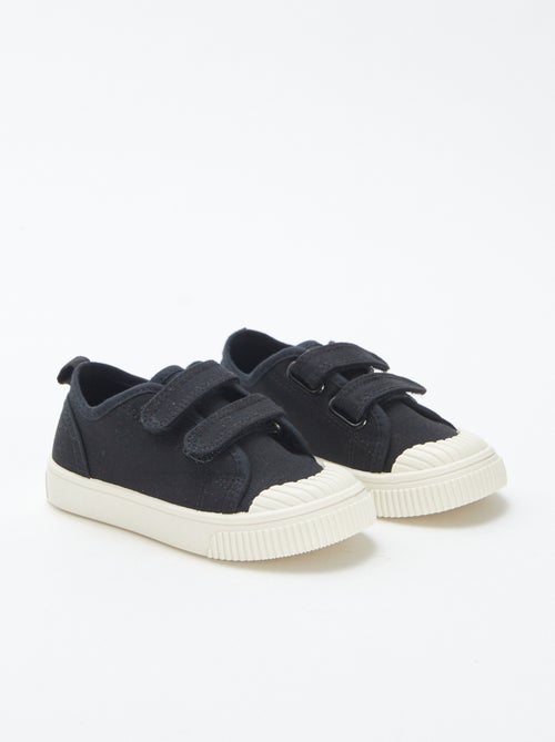 Ténis rasos de lona com velcro - Kiabi