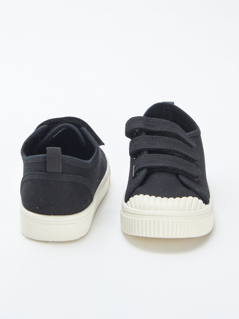 Ténis rasos de lona com velcro PRETO - Kiabi