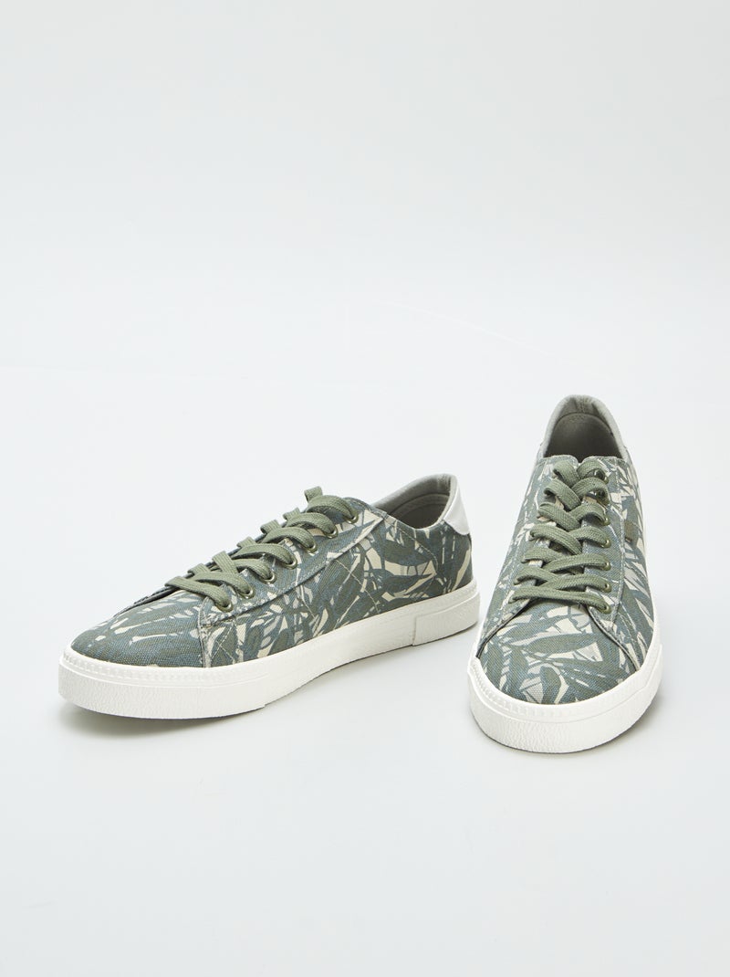 Ténis rasos de lona estampados CAQUI - Kiabi
