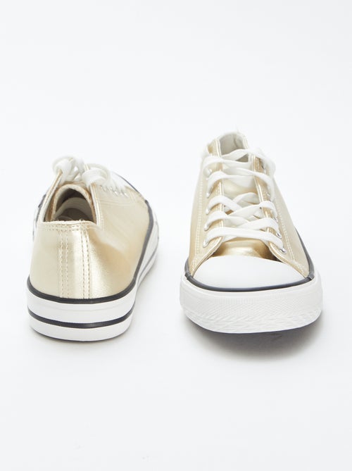 Ténis rasos em pele sintética dourada - Kiabi