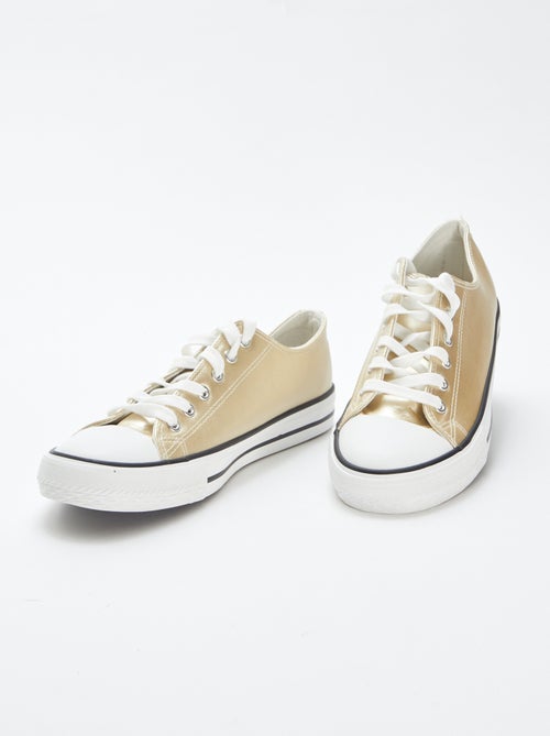 Ténis rasos em pele sintética dourada - Kiabi