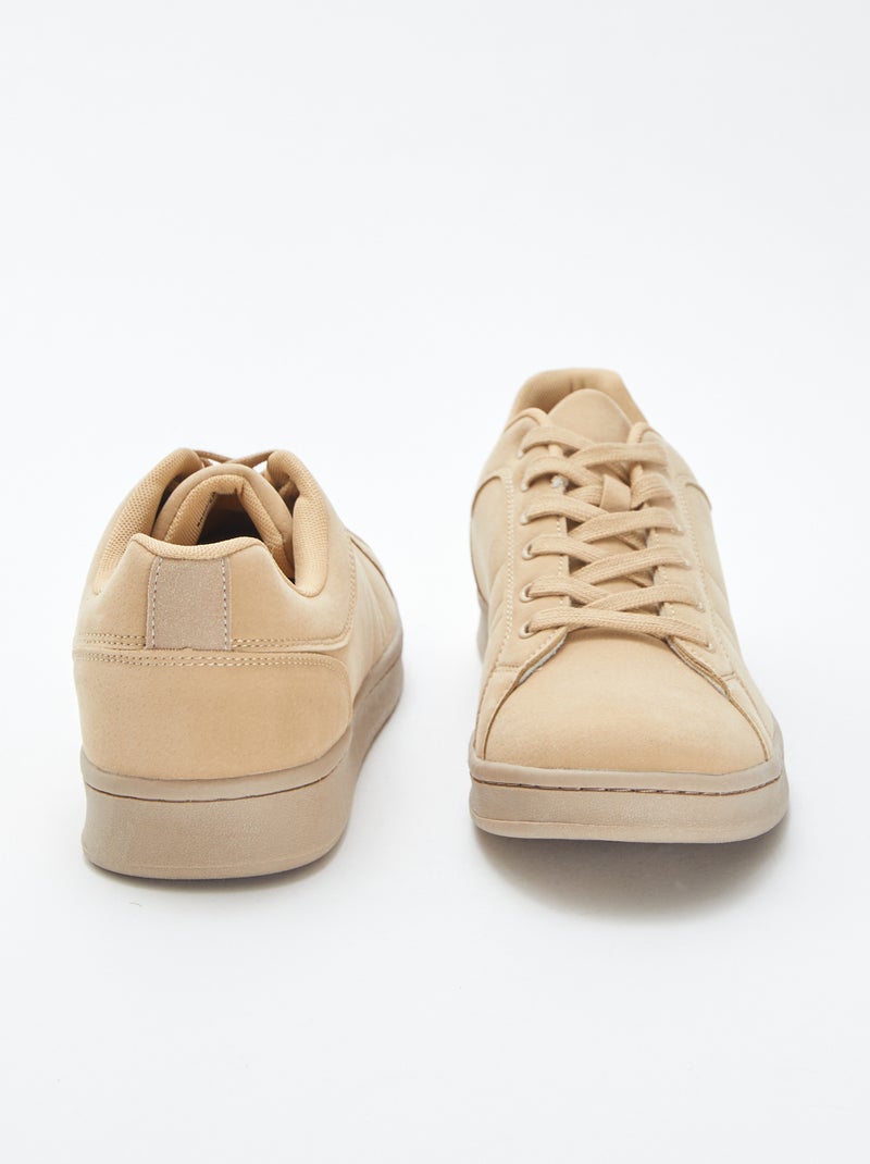 Ténis rasos lisos de camurça sintética BEGE - Kiabi