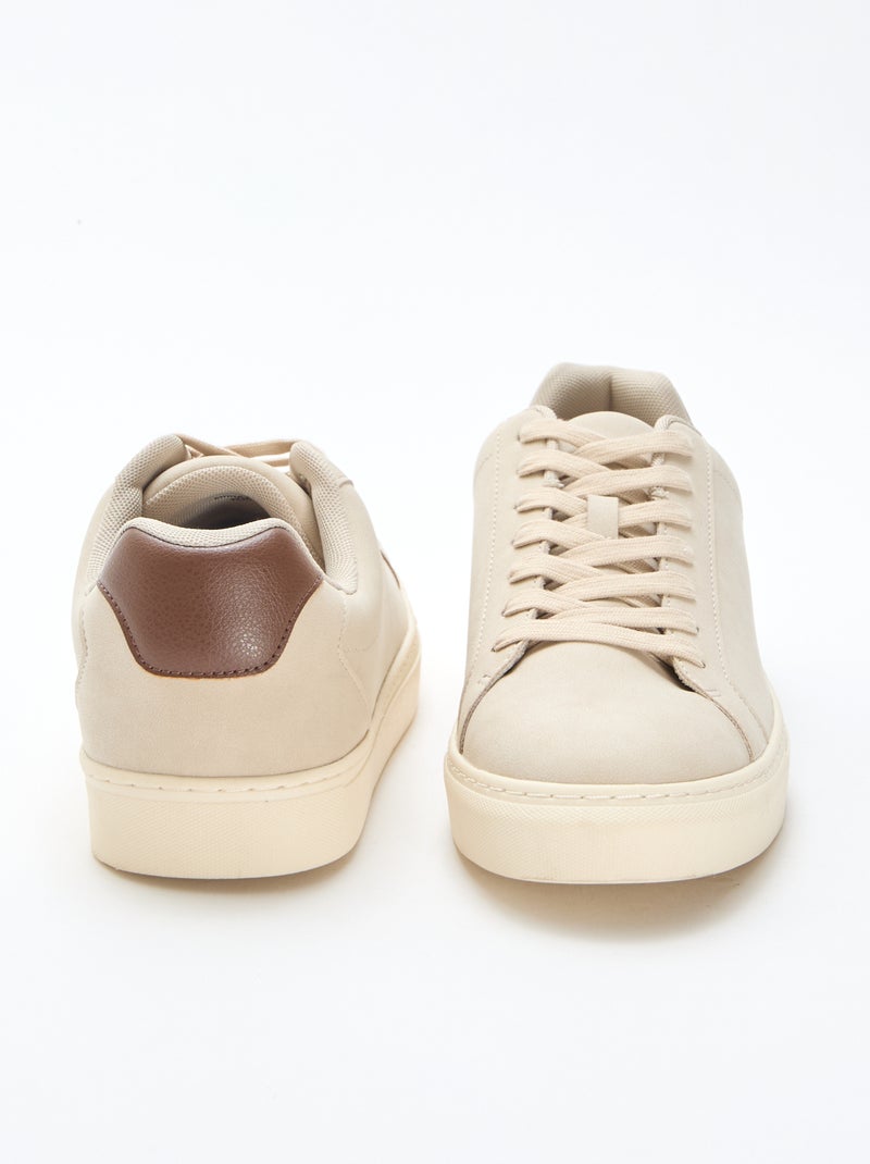 Ténis rasos texturados Beige - Kiabi