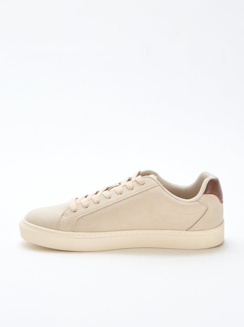 Ténis rasos texturados Beige - Kiabi