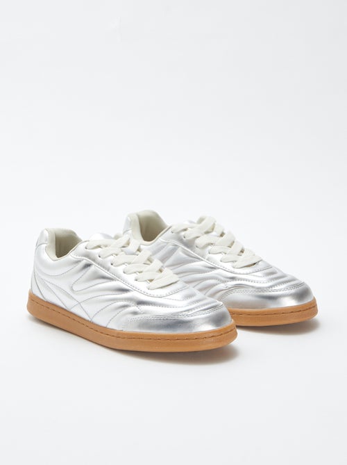 Ténis rasos texturados prateados - Kiabi