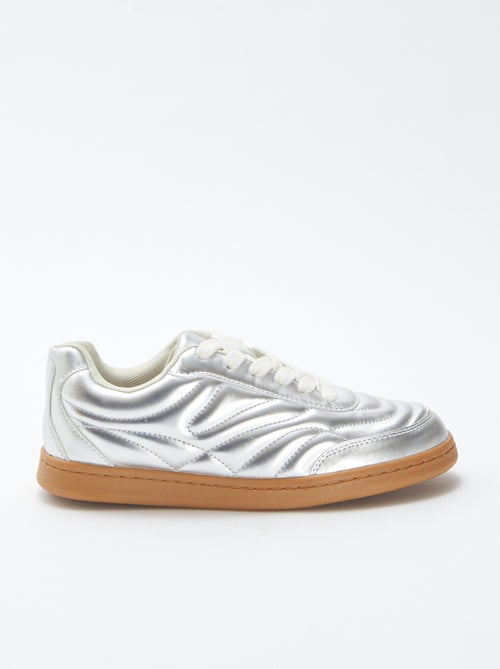 Ténis rasos texturados prateados - Kiabi