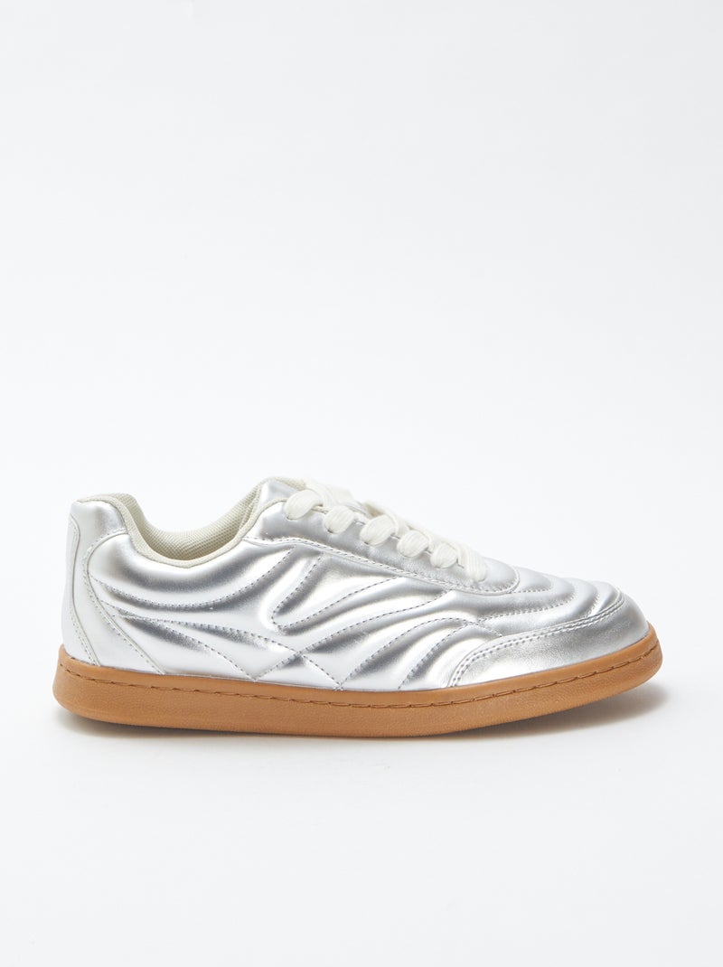 Ténis rasos texturados prateados CINZA - Kiabi