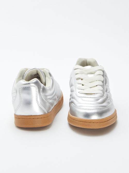 Ténis rasos texturados prateados - Kiabi