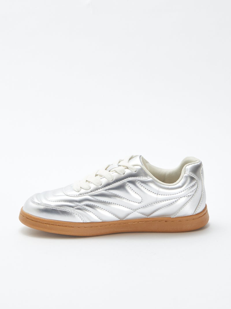 Ténis rasos texturados prateados CINZA - Kiabi